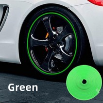 자동차 컬러 휠 림 블레이드 보호 장식 스트립 차량 타이어 림 고무 가드 라인 장착 롤당 8m, 8m-green