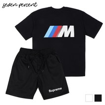 세븐퍼센트 슈프림 반팔SET_여름 데일리 코디 세트_퍼포먼스 M 반팔티+체커반바지