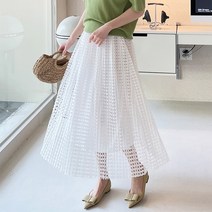 마이시즌 여성 펀칭 레이스 밴딩 스커트
