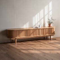 헤세 내추럴 1800 라운드 원목 거실장, 단품