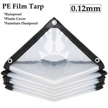 차광막 루프 0.12mm 투명 pe 필름 타포린 정원 발코니 방수 파티오 캐노피 차양 겨울 식물 커버 온실 필름 방수포, 1m x 2m, 0.12mm 필름 타프