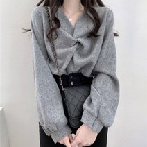 줄리엔느 여성 가슴 여밈 데일리 블라우스