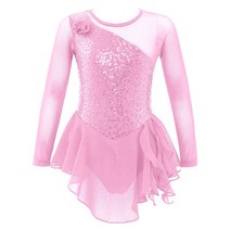 피겨스케이팅 소녀 피규어 스케이팅 드레스 코스튬 반짝이는 라인석 발레 체조 레오타드 볼룸 공연 경연용, [19] B-Pink