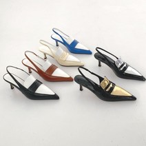 (굽7cm/5color)뾰족코 페니 슬링백 투톤배색 로퍼 스틸레토힐