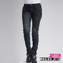 맥슬러 MJW-607 여성용 / NO케블라 / Maxler 오토바이 청바지 바이크 진 / 보호대 내장, 블루