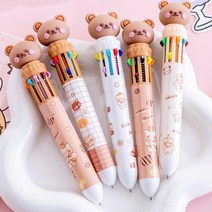 리투나 귀여운 곰돌이 10색볼펜 다꾸볼펜 0.5mm, 체크곰돌이