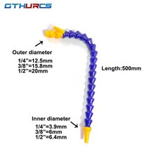 1/4 "3/8" 수나사 플라스틱 유연한 물 및 오일 냉각 호스 선반 CNC 기계 용 원형 또는 평면 노, [03] Round-500MM, [01] 1/2