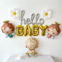 주파티 베이비샤워 풍선 세트, 베이비 샤워(골드)