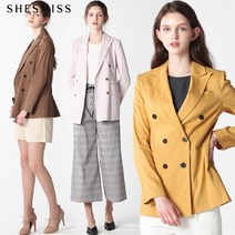 [쉬즈미스] 라펠 더블 브레스트 린넨 재킷 (택가격:448000원)