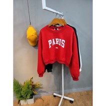 파리 레터링 크롭 기모맨투맨