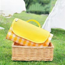 피크닉 매트 체크무늬 200 546 손잡이 돗자리 150x 캠핑 방수 KK, 옐로우, 옐로우