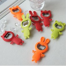 2P 냉장고 부착 귀여운 자석 오프너 병따개 침실 회사 워너비 장식선물, 토끼/오렌지