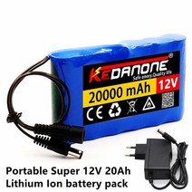 배터리잔량 측정기 12v 20000mah 휴대용 슈퍼 충전식 리튬 이온 팩 용량 dc 20ah cctv 캠 모니터 12 6v 충전기, 파란색