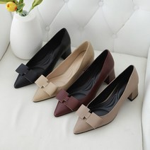 [마0521] 천연 소가죽 미들힐 수제화 정장구두 여성 펌프스