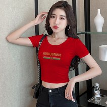 거가 Jun.09 197번 크롭 반팔 티셔츠 여자 블랙 배꼽 타이트한 키에 민소매 쇼트 톱 여름 이너Z