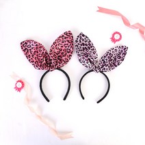 아이케이 공단호피바니 헤어밴드 토끼귀 머리띠 봉제 놀이공원 할로윈 파티, 공단호피바니 헤어밴드(퍼플)