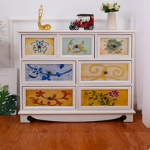 북유럽원목거실장 빈티지 감성 인테리어 선반형 다이, 지중해 블루 60 x 35 x 72CM