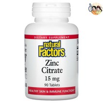 Natural Factors 시트르산아연 15mg 90정, 50mg