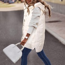 대장패딩 겨울 여성 코튼 다운 조끼 빅 사이즈 민소매 따뜻한 후드 느슨한 캐주얼 긴
