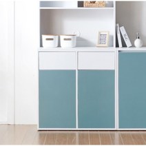 모던 2칸 분리수거용 50L 쓰레기휴지통 수납장800 작은 기숙사 빈티지 선반, 파우더블루