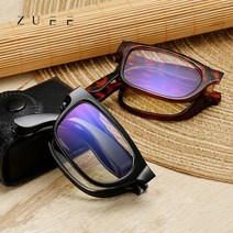 블루라이트 차단안경 ZUEE Mens Portable Foldable Glasses TR90 With Box Reading Glasses Ladies Ultralight AntiB