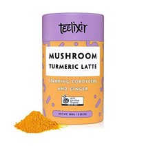 Teelixir 버섯 강황 라떼 100g 오가닉 황금 분유와 코디셉스 슈퍼푸드 추출물 커큐민 생강 33인분