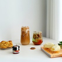 [쿠커스 판다] 마카 내열유리 칼립소 무지 2type (언더락 420ml / 텀블러 470ml) (투명 유리컵 머그잔 유리잔 하이컵 ), 언더락 400ml