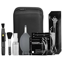 movo deluxe essentials dslr 카메라 클리닝 키트 10 aps-c 클리닝 면봉 센서 클리닝액 로켓 에어 블로어 렌즈 펜 소프트 브러시 소형 극세사 천 2개
