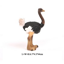 2023토끼 시뮬레이션 조류 모델 터키 플라밍고 앵무새 올빼미 바다 독수리 타조 PVC 액션 피규어 인형 장난감, [16] Black Ostrich