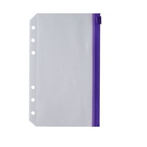 A5/A6 바인더 포켓 2 개 PVC 루스 리프 백 6 링 노트북 파우치 문서용 다채로운 지퍼 폴더, 03 purple-A6-2pcs