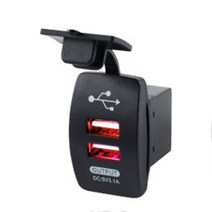 바이크 오토바이배터리충전기 주행충전기 5V 3.1A 범용 자동차 충전기 방수 듀얼 USB 포트 자동 어댑터 방진 전화 아이폰 호환 Xiaomi Redmi samsung용, [02] 빨간, 02 빨간