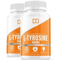 미국 2팩 L-티로신 1000mg 캡슐 뇌 기억 보조제 해피 알약 도파민 세로토닌 지원 90정 2팩