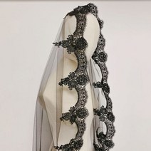 블랙베일 헤어 자수 촬영 면사포 1.5m