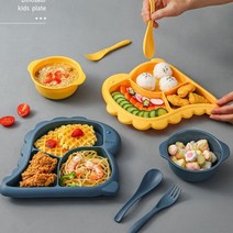 안쏟아지는그릇 공룡밥그릇 돌아기 식판 어린이집 아기 유치원 수저 포크 세트, 네이비