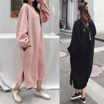 여성 맨투맨 빅사이즈 캐쥬얼 기모 원피스