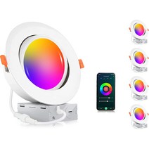 [4 팩] Cloudy Bay 6 인치 김벌 스마트 WiFi LED 오목한 조명 RGBCW 색상 변경 호환 W, 1개