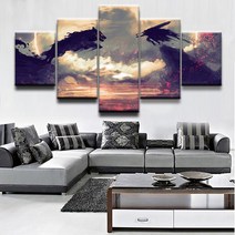 베르세르크 광전사 모듈러 아트 페인팅 hd 인쇄 프레임 홈 장식 5 패널 늑대, 30x40 30x60 30x80cm, 액자