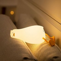 새로운 LED 거짓말 플랫 오리 실리콘 야간 조명 USB 충전 침대 옆 수면 야간 조명 팻 디밍 분위기 테이블 램프 선물, Yellow_CHINA