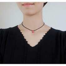 포인트 산호 원석목걸이 데일리 비즈초커 갑상선목걸이