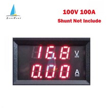 0.56 0-100V 10A 50A 100A LED 디지털 전압계 전류계 자동차 측정기, 레드 레드 100A