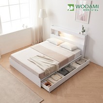 우아미가구 모노 피크 LED 3서랍수납형 K 침대 DM5249, 메이플
