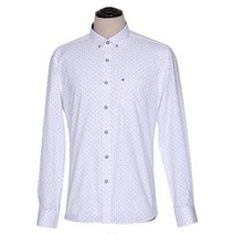 땡땡이 화이트 직장인 데일리남성셔츠 솔리드긴팔셔츠