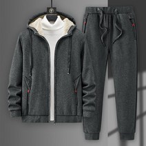 티티웍스 남성용 겨울 면 스판 양털 후드집업 밴딩 조거 팬츠 트레이닝 세트 L~5XL 빅사이즈