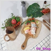 [Holin] 나무도마/수제원목도마/캠핑도마/플레이팅도마 티크 통원목 도마 핸들스퀘어
