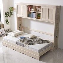 좁은방넓게 두배로쓰는 2022 소나무원목 접이식벽침대 / 가로책장형세트 슈퍼싱글, 슈퍼싱글프레임+상부책장일체형, 독립매트리스추가