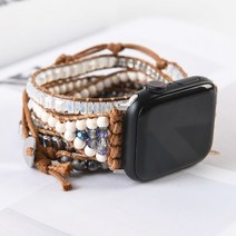 패션팔찌 Hematite 스톤 팔찌 애플 시계 밴드 Boho 비즈 5 랩 왁스 로프 스트랩 채식주의 자 손목 크리스마스 선물 Dropship