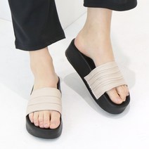 통굽 키높이 셔링 여성 뮬 슬리퍼 보네뜨