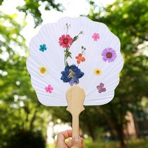 체크스토리 압화부채만들기 부채만들기 만들기세트 교구 공예, 1개, 14.푸른바다-연엽선(1세트)