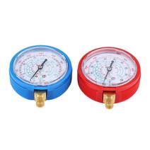 R410A R134A R22 냉매를위한 2PCS 자동차 자동차 고 (High) 저 (Low) 테스터 게이지 자동차 에어컨 냉매 압력 게이지 키트, 하나, 파랑 빨강
