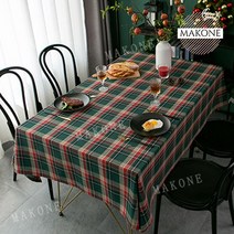 Makone 상표등록 겨울 인테리어 크리스마스 체크 빈티지 테이블 보, 60*60cm, 클래식 컬러링